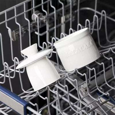 MALACASA Porcelain Butter Crock with Water Line | Keep Butter Fresh#color_white