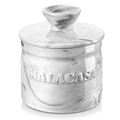 MALACASA Porcelain Butter Crock with Water Line | Keep Butter Fresh#color_grey