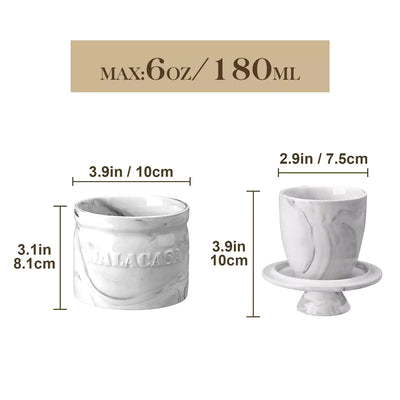 MALACASA Porcelain Butter Crock with Water Line | Keep Butter Fresh#color_grey