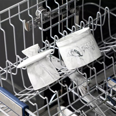 MALACASA Porcelain Butter Crock with Water Line | Keep Butter Fresh#color_grey