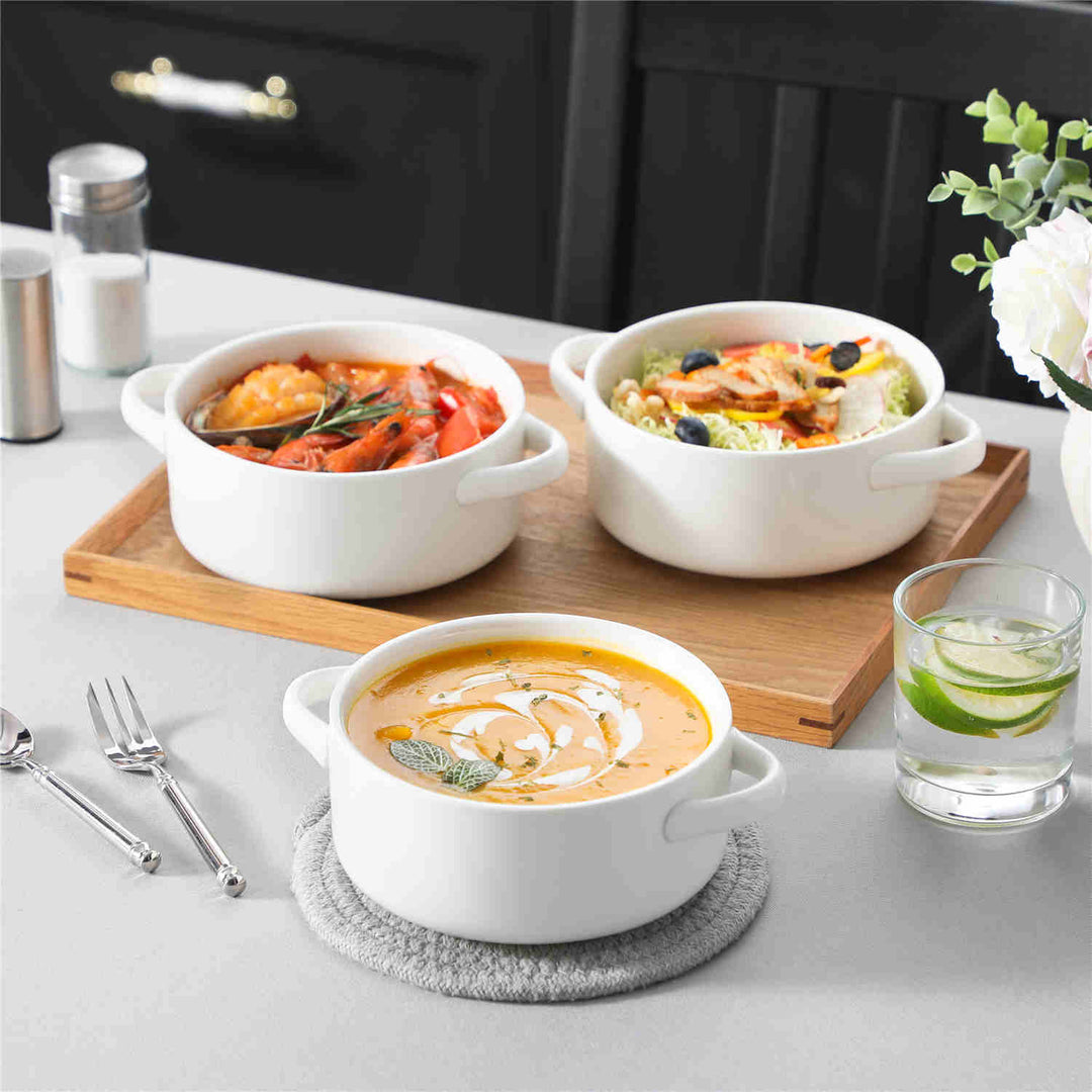 Regular Soup Bowls With Handles Set of 4 | MALACASA