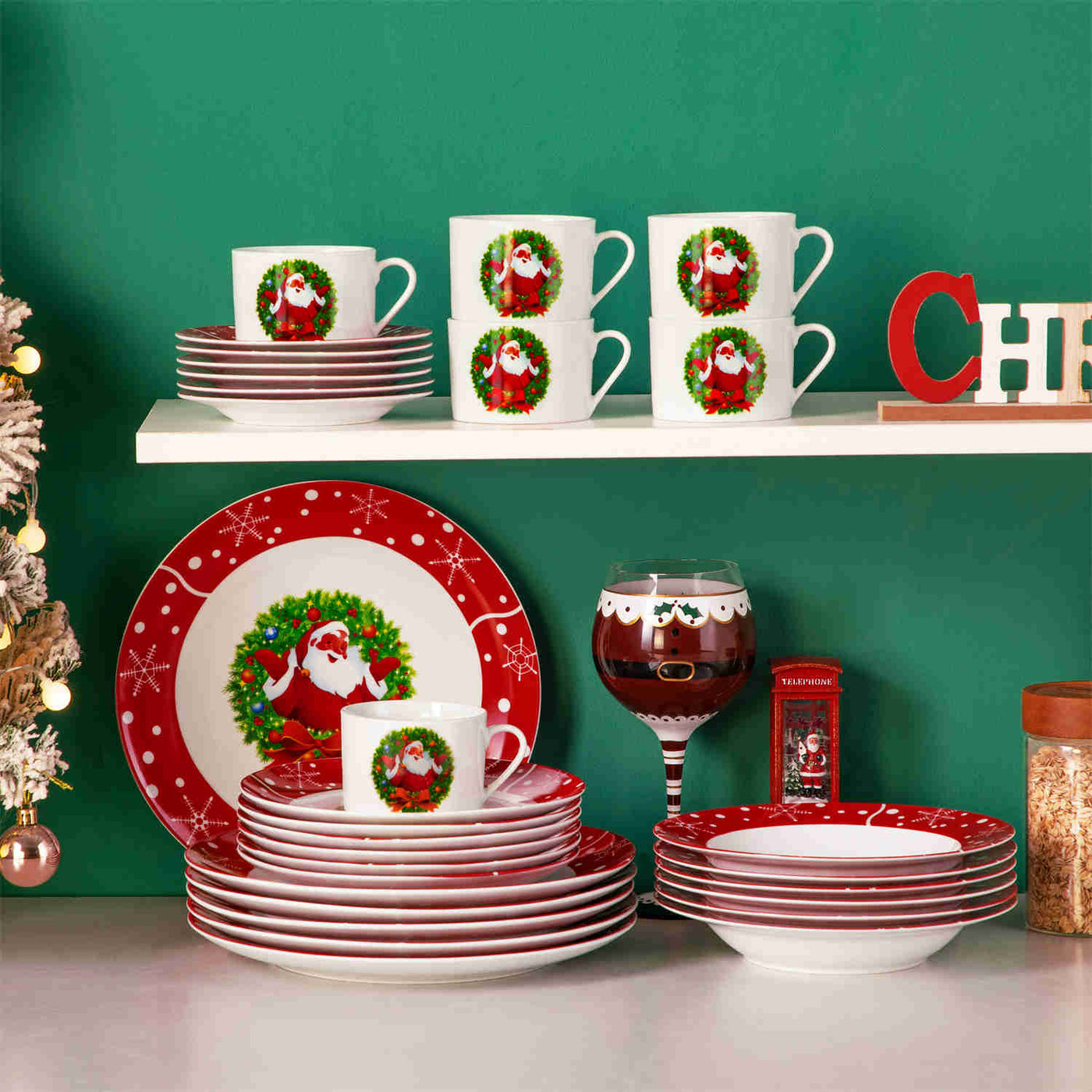 Santa Claus Christmas Serving Dishes Set 17 Piece Santa Claus