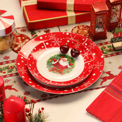 MALACASA Santaclaus 12-Piece Porcelain Dinnerware set, Service for 4, Perfect for Creating a Joyful Holiday Dining Experience.