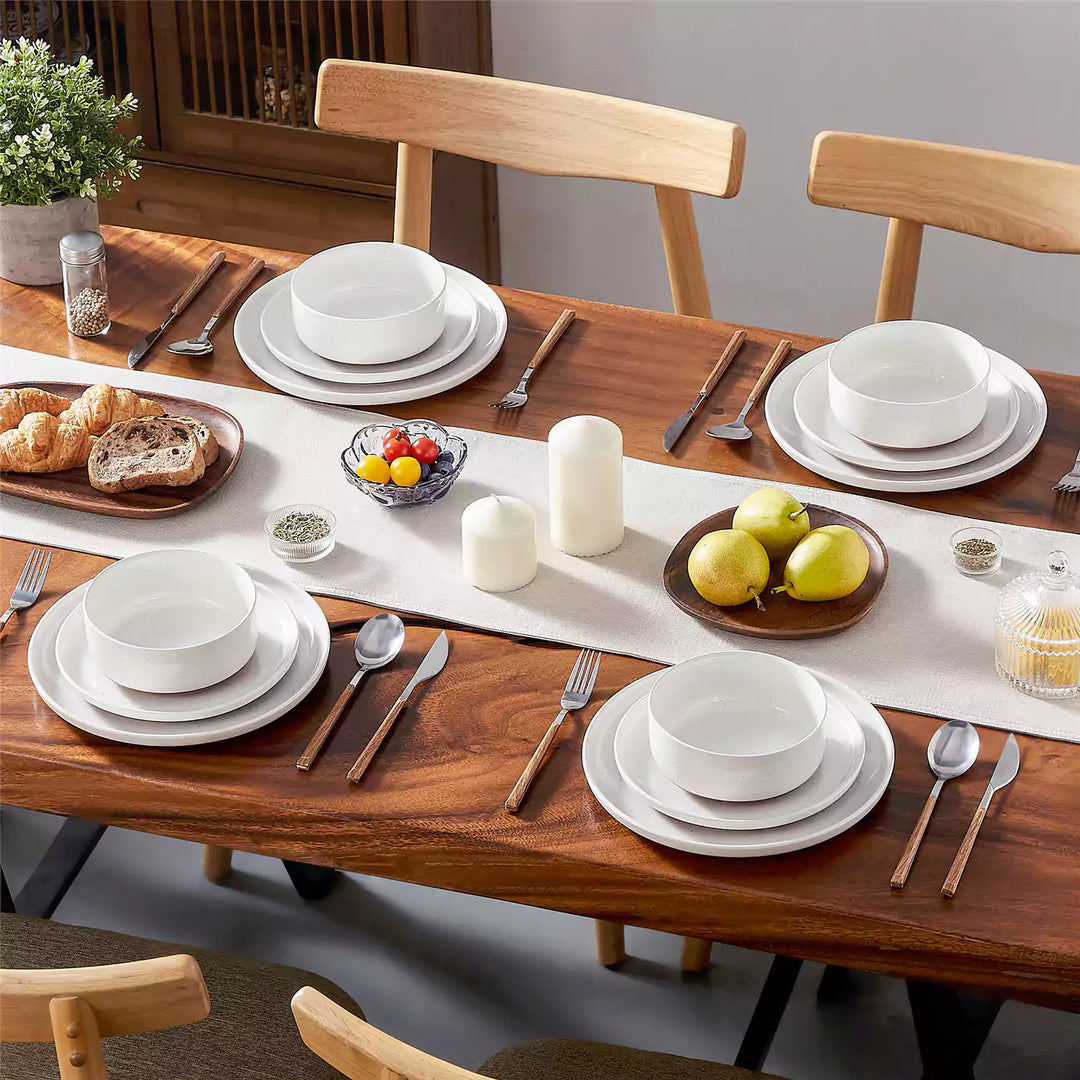 Malacasa Tara Pastorden, grote diepe set van 4, aardewerk, soepborden, pasta- en soepkom, saladeborden, 1380 ml