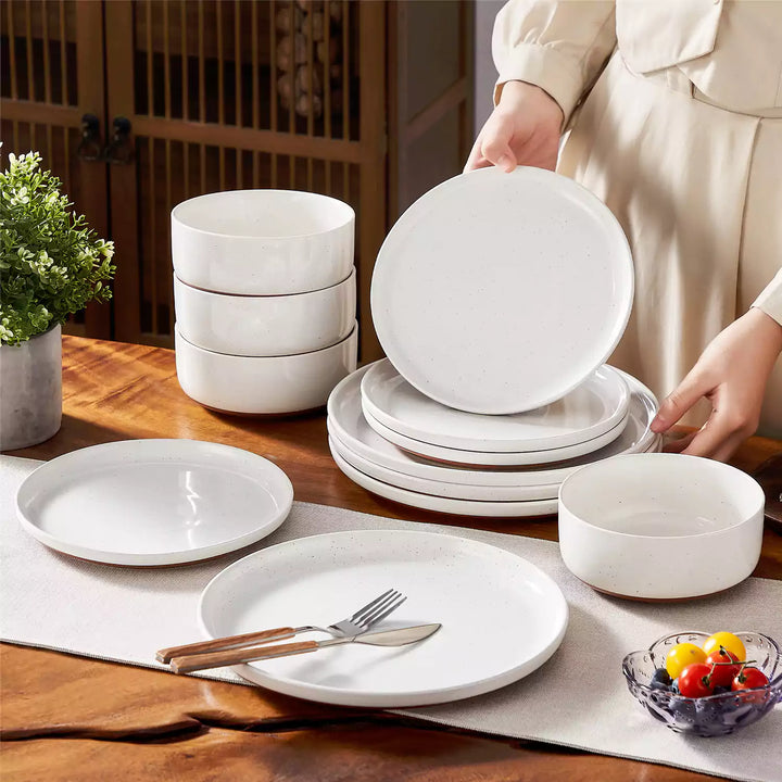 OTIX Diepe Borden Pastaborden Spaghettiborden Soepborden Set van 12 Mat zwart Diameter 20.5cm Aardewerk IVY Servies – Weekend Webshop