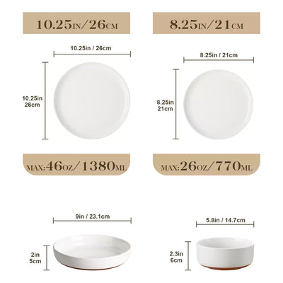 MALACASA Elegant Tara 16 Piece Stoneware Dinnerware Set, Combining Style And Functionality. Durable And Easy To Clean, Perfect For Everyday Meals Or Special Occasions - White#color_white