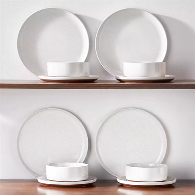 MALACASA Tara white stoneware dinnerware set, 18 piece set for 6#color_white
