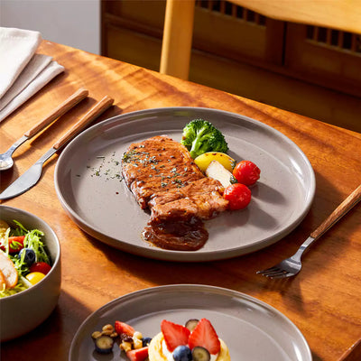 MALACASA Tara brown stoneware dinnerware set, 18 piece set for 6#color_brown