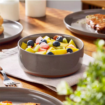 MALACASA Tara brown stoneware dinnerware set, 18 piece set for 6#color_brown