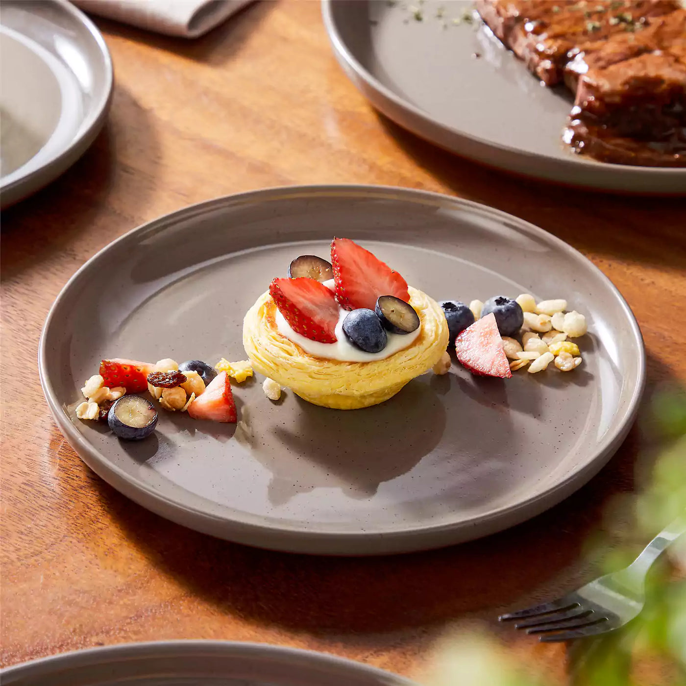 MALACASA Tara brown stoneware dinnerware set, 18 piece set for 6#color_brown