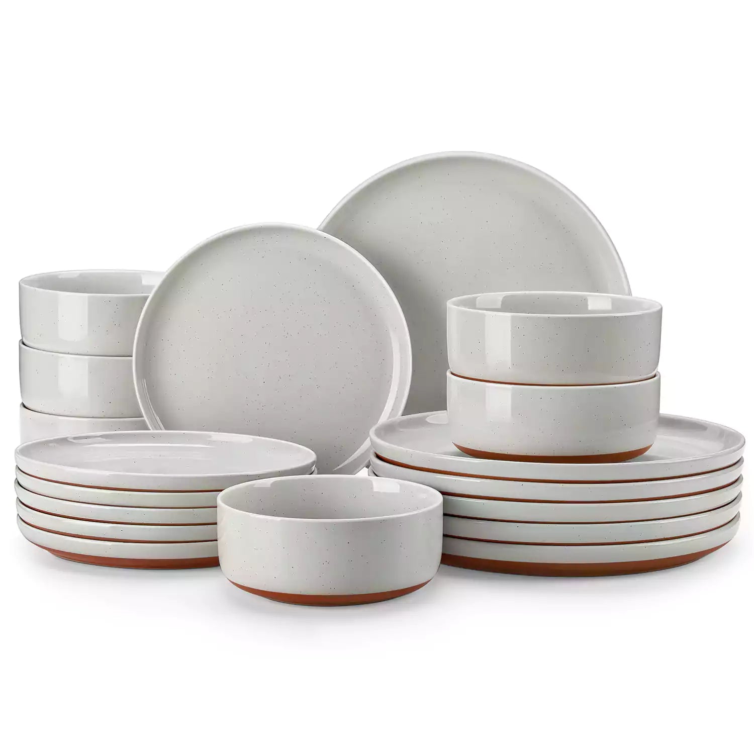 Set di piatti e ciotole in ceramica rustica da 24 pezzi per 6 persone