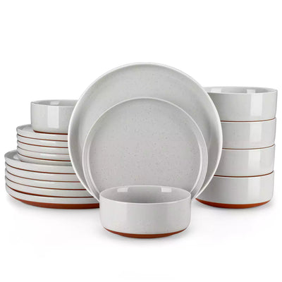 MALACASA Tara grey stoneware dinnerware set, 18 piece set for 6#color_grey