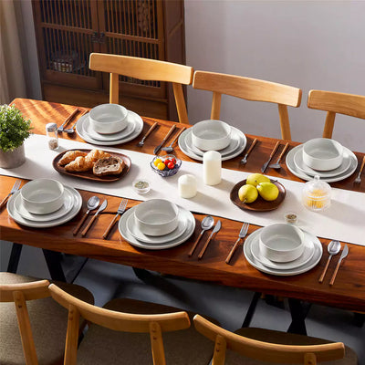 MALACASA Tara grey stoneware dinnerware set, 18 piece set for 6#color_grey