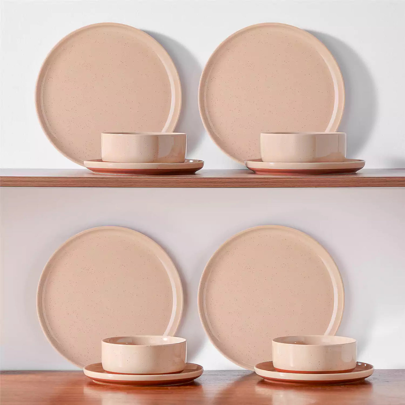 MALACASA Tara pink stoneware dinnerware set, 18 piece set for 6#color_pink