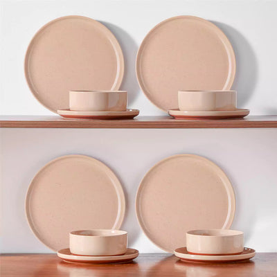 MALACASA Tara pink stoneware dinnerware set, 18 piece set for 6#color_pink