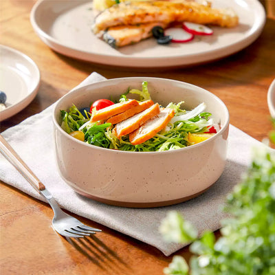 MALACASA Tara pink stoneware dinnerware set, 18 piece set for 6#color_pink