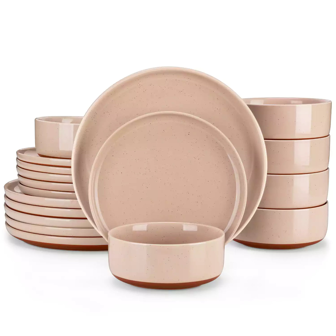 MALACASA Tara pink stoneware dinnerware set, 18 piece set for 6#color_pink