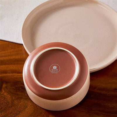 MALACASA Tara pink stoneware dinnerware set, 18 piece set for 6#color_pink
