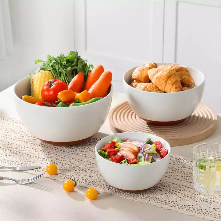 食器 ephelis stonewhite bowl s Tara Ivory White Stoneware Mixing Bowls | Set of 3