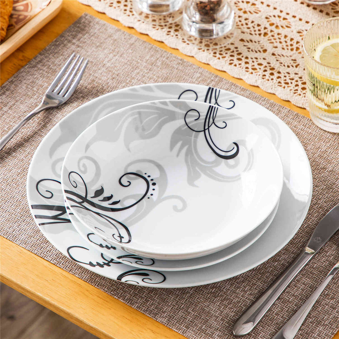 Zoey 18-Piece Porcelain Dinnerware Set – Nature-Inspired, Service