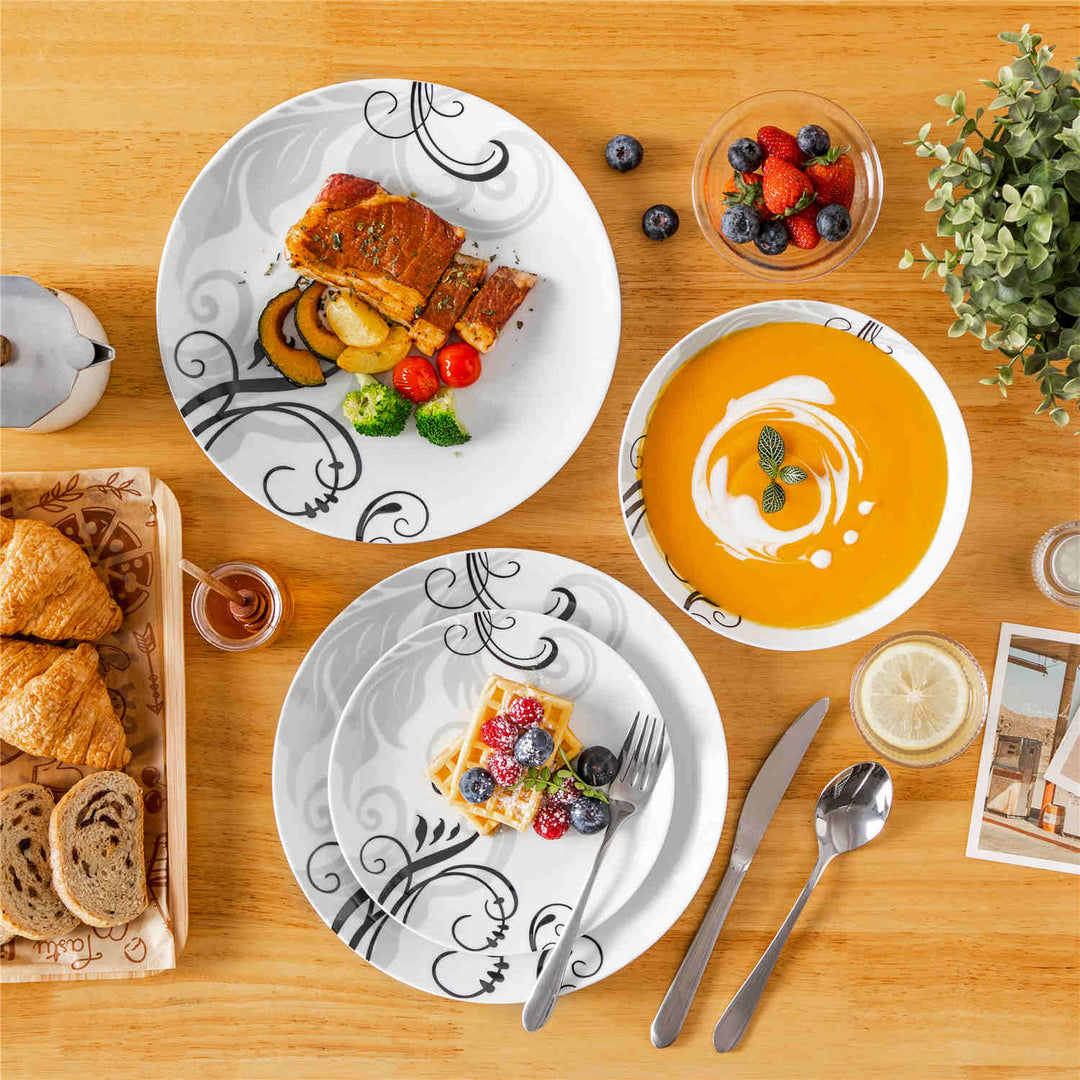 Zoey 18-Piece Porcelain Dinnerware Set – Nature-Inspired, Service