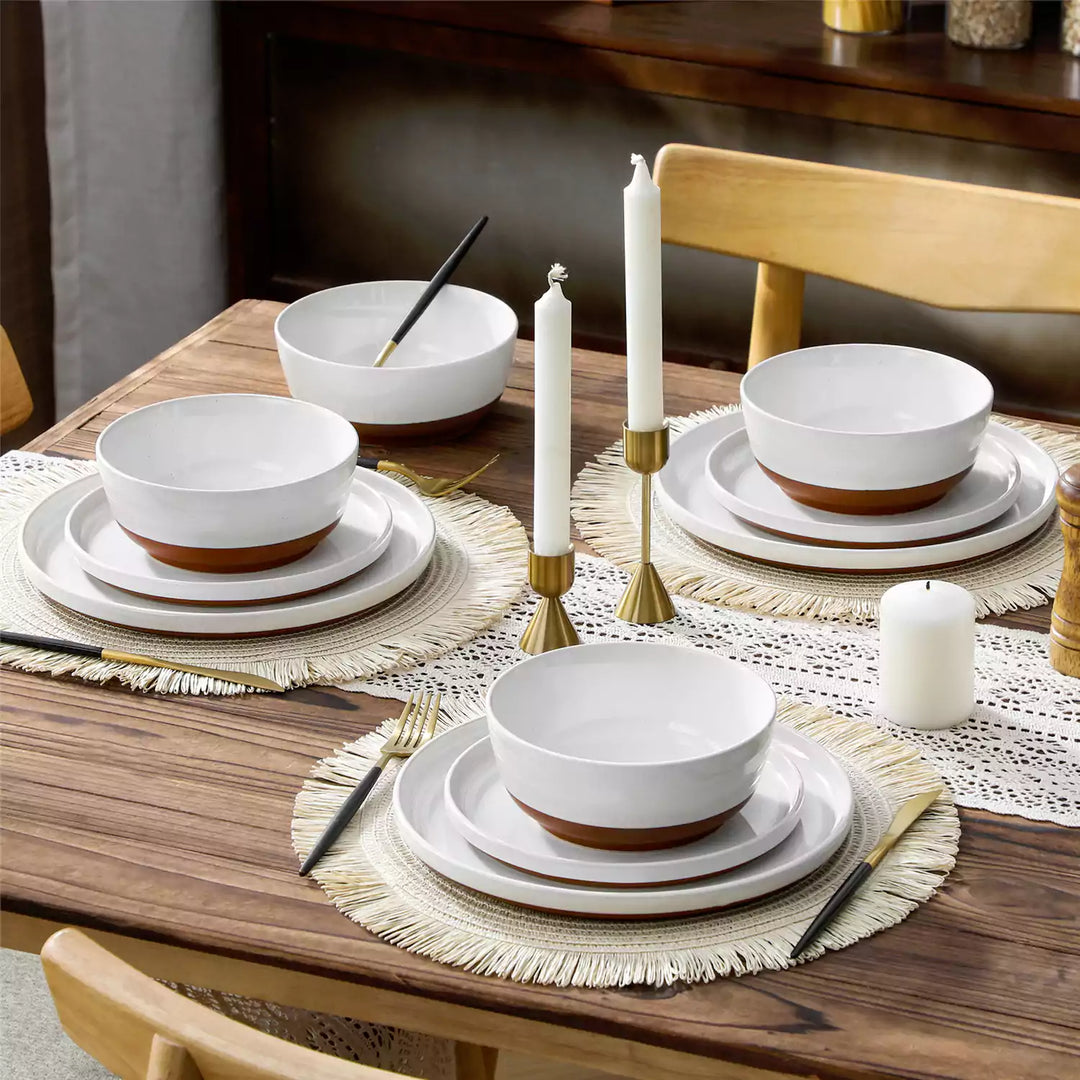 ZORA 18-Piece Stoneware Dinnerware Set for 6 – Timeless Modern Design