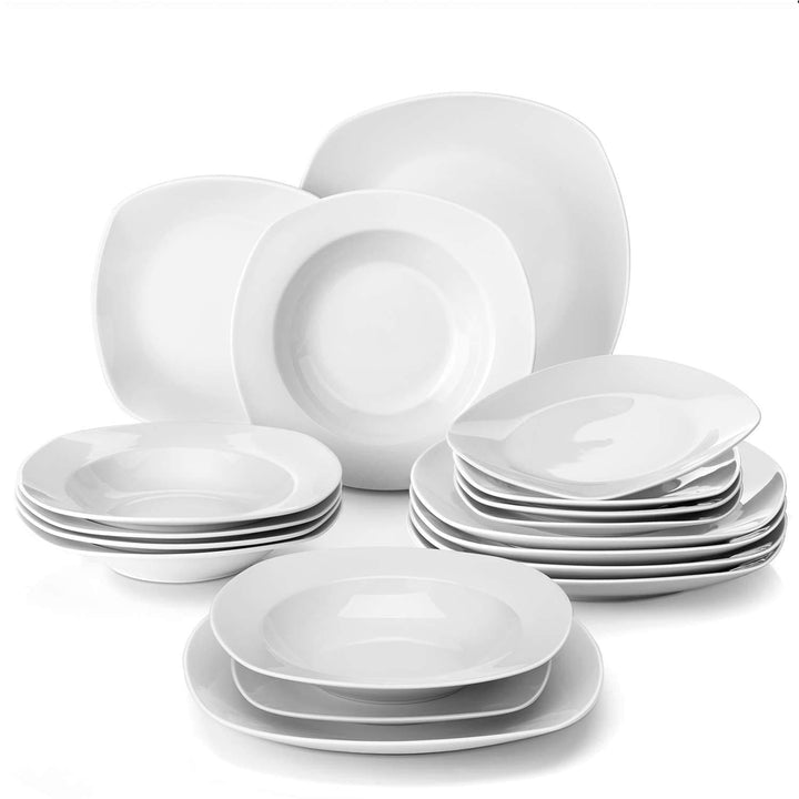 Elisa 18-Piece Porcelain Dinnerware Set | Square Design
