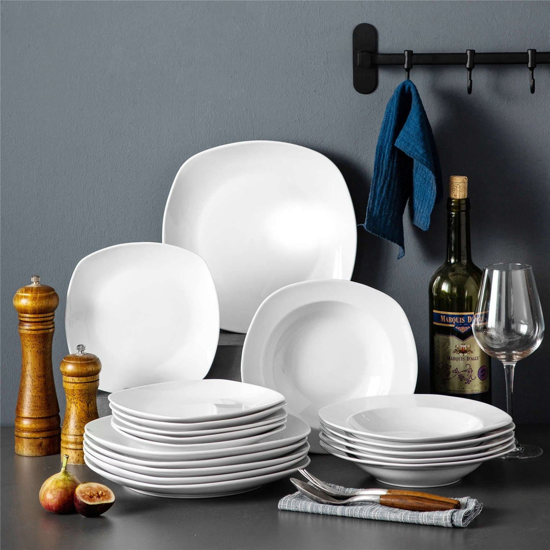 Elisa 18-Piece Dinnerware Set Square Porcelain Modern Tableware