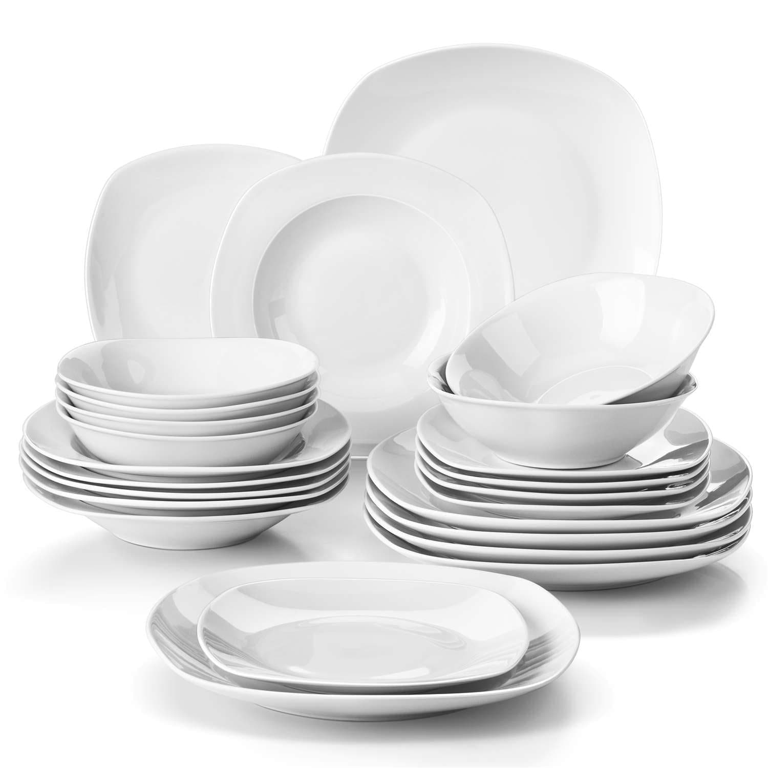 MALACASA, Série Elisa 100pcs Service de Table Complets Porcelaine