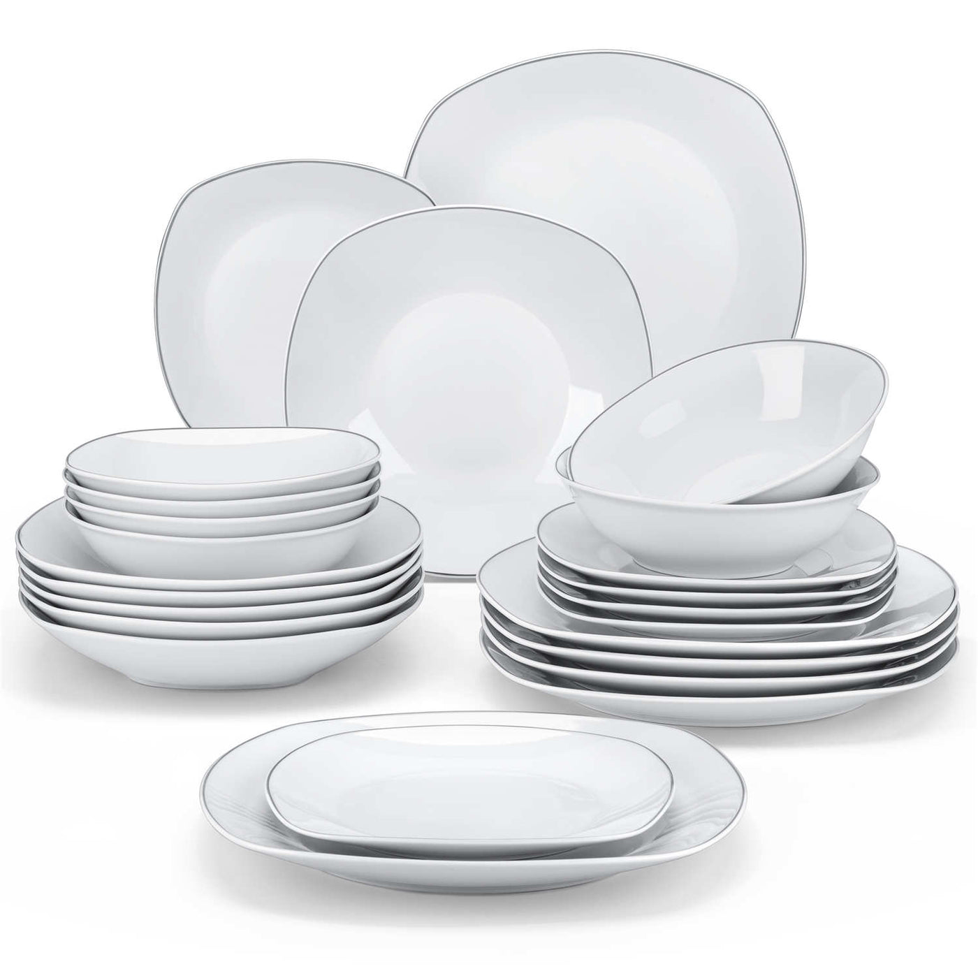 MALACASA Porcelain China Dinnerware Set - Service for 2