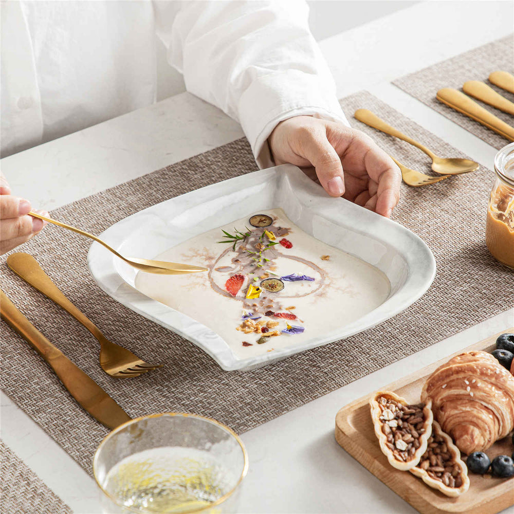 vancasso, Serie Moda, Piatto fondo in ceramica, Piatto da zuppa Insalatiera - 4 pezzi vancasso, Serie Moda, Piatto fondo in ceramica, Piatto da zuppa Insalatiera - 4 pezzi
