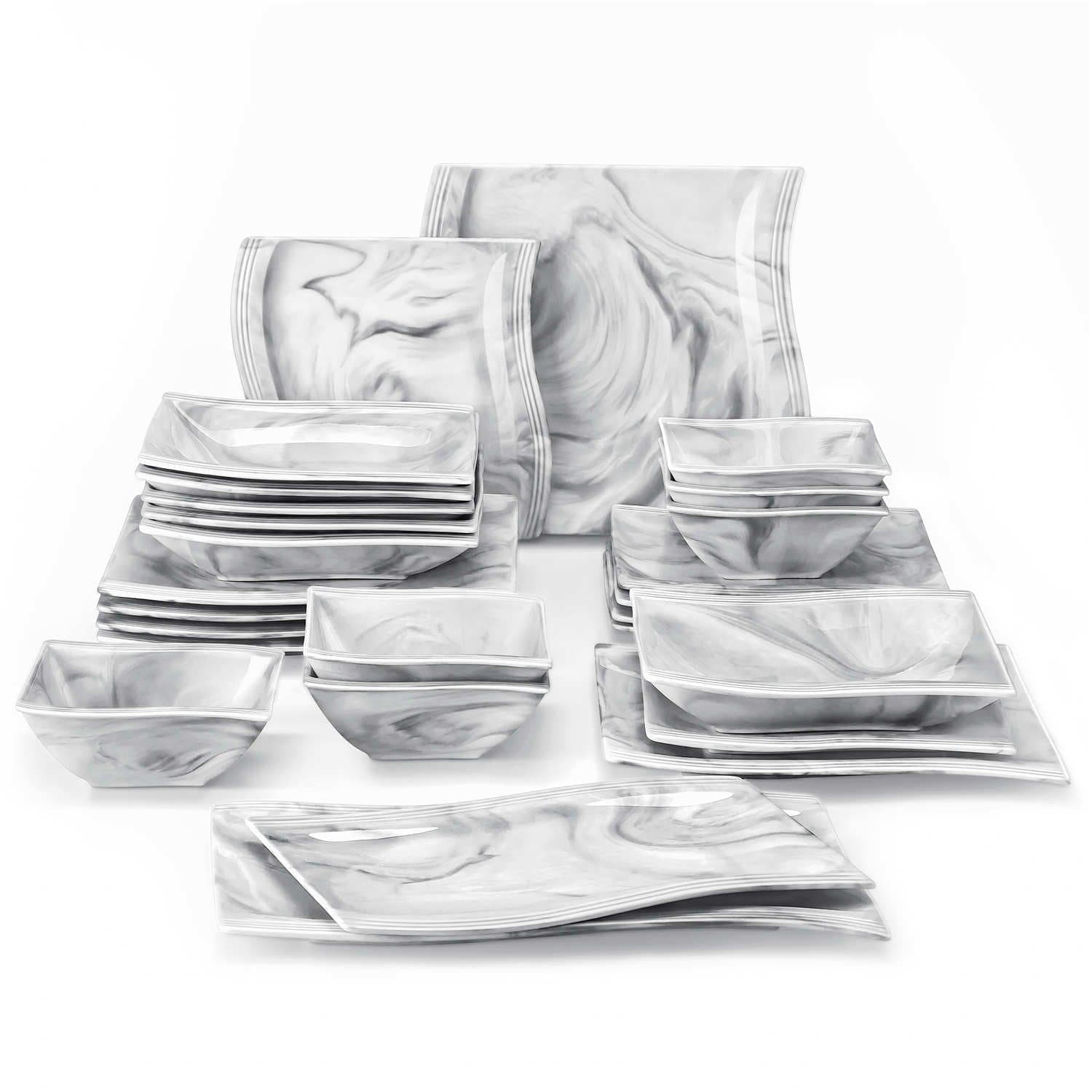 Dinner Set Corelle Marble Lines Corelle Plates MALACASA Dinnerware