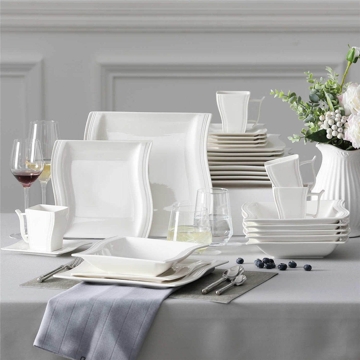 MALACASA Flora 30-Piece Marble Gray Porcelain Dinnerware Set with Dinner  Plates, Cup and Saucer Set (Service for 6) FLORA-30-GREY - The Home Depot