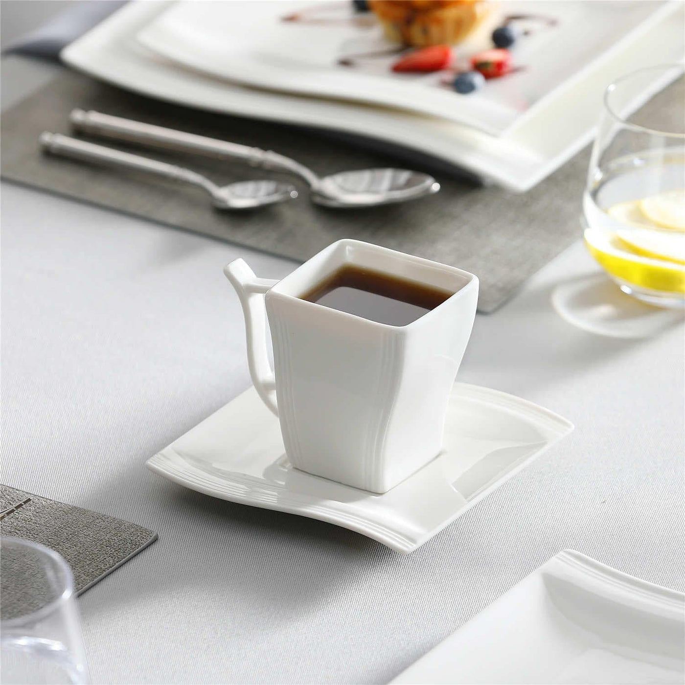 Malacasa, Carina Series Coffee Mugs, Ivory White Porcelain Coffee