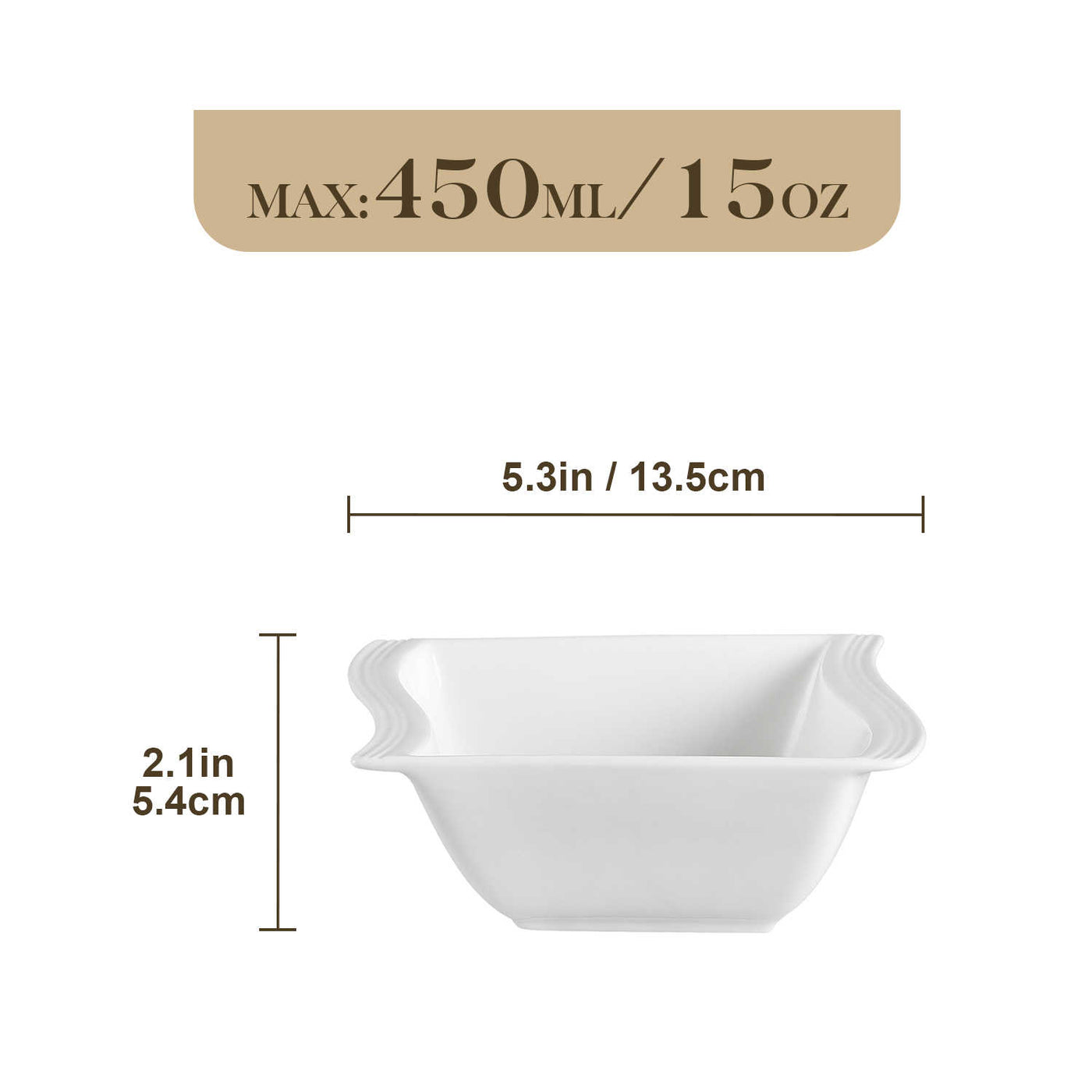 MALACASA Flora 6-Piece 11.2 oz. Elegant White Square Cereal Bowls