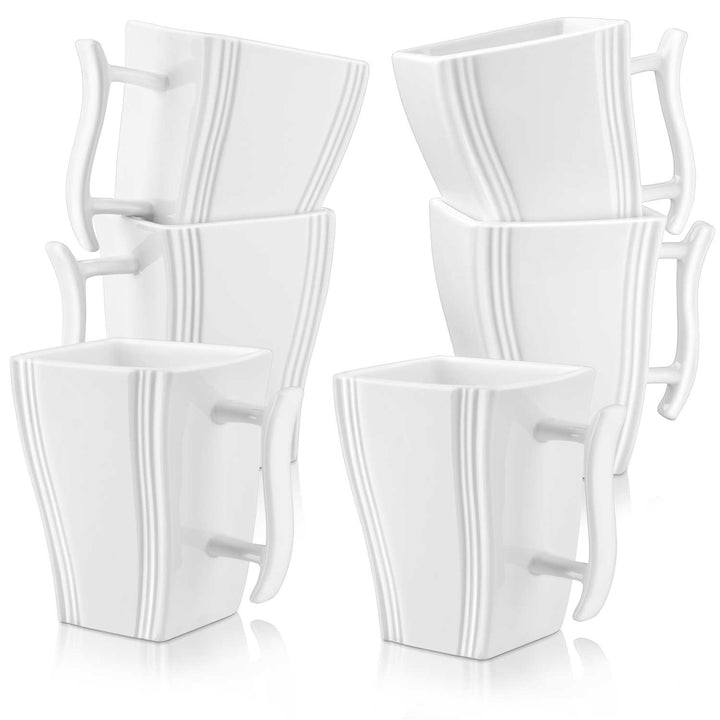 Flora Set of 6 Mugs | 11oz Wavy Fine Porcelain