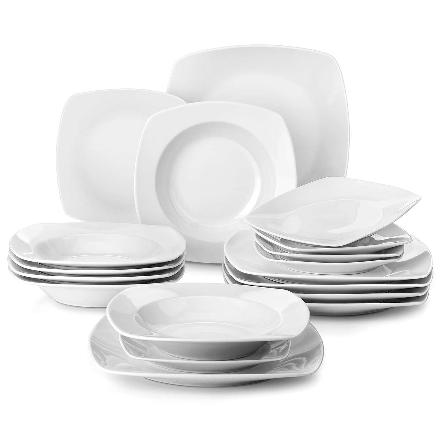 MALACASA 12-Piece White Porcelain Dinnerware at