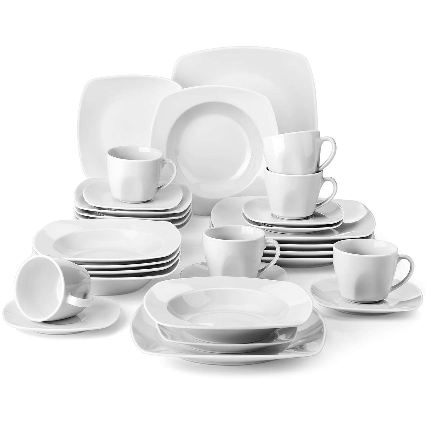 MALACASA Carina 30-Piece Porcelain Dinner Set with 6*Cups Saucers