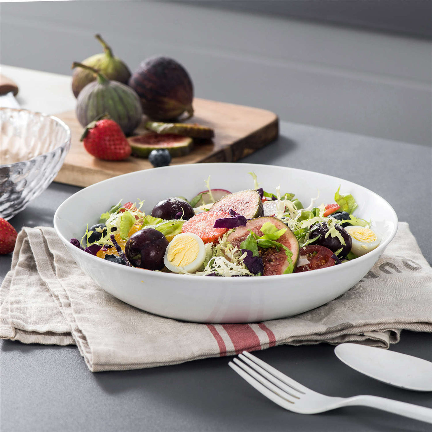 Set of 30 oz Ivory White Pasta Bowls Durable Microwave Safe